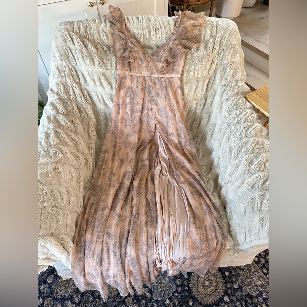TJD long baby pink flowery dress size M